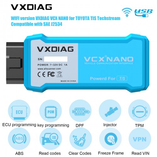 WIFI VXDIAG VCX NANO Diagnostic Tool for TOYOTA  Working for SAE J2534