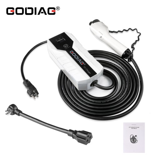 GODIAG EV Charger Portable Fast US Standard 220V dual Voltage Modes 16 Amps with 16.4ft Extension Cord Compatible with J1772 Electric Vehicles