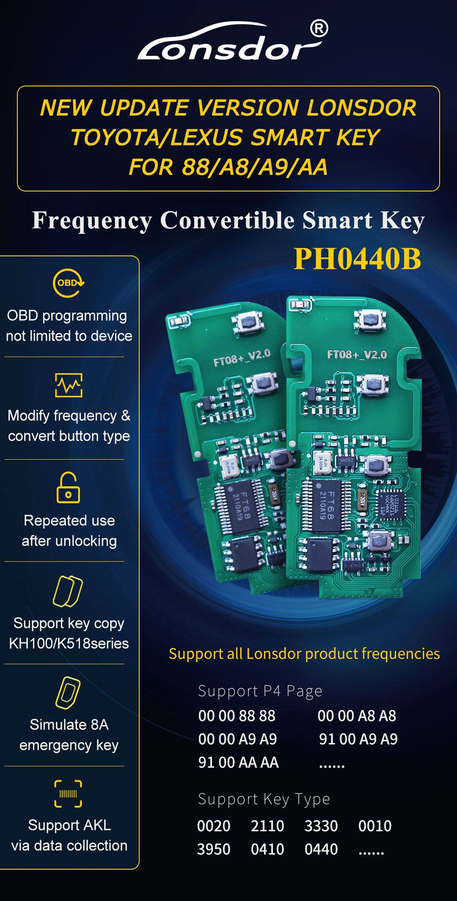 lonsdor ft08 ph0440b smart key