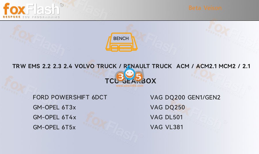 Foxflash Adds New Truck ECUs and TCUs