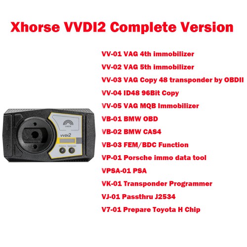 2024 Xhorse VVDI2 Full Version Key Programmer 13 Software Activated Free with CAS4 Platform + FEM/BDC Platform +GT100