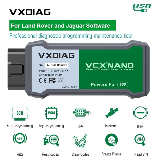 VXDIAG VCX NANO for JLR Land Rover and Jaguar SDD Software V164