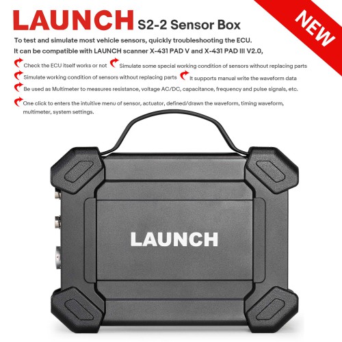 2024 Launch X-431 Sensorbox S2-2 DC USB Oscilloscope 2 Channels Handheld Sensor Simulator and Tester for X431 PAD V PAD VII Pro3 APEX Pro5 Pro3s+ etc
