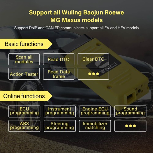 2024 VNCI VDI3 Rongwei MG Wuling Baojun Datong Diagnostic Interface Compatible with OEM Software Driver, Plug and Play