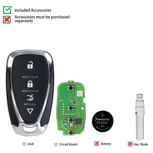 [5Pcs/Lot] Xhorse XSCL01EN  Universal Remote Key 4 Buttons Chevrolet Style
