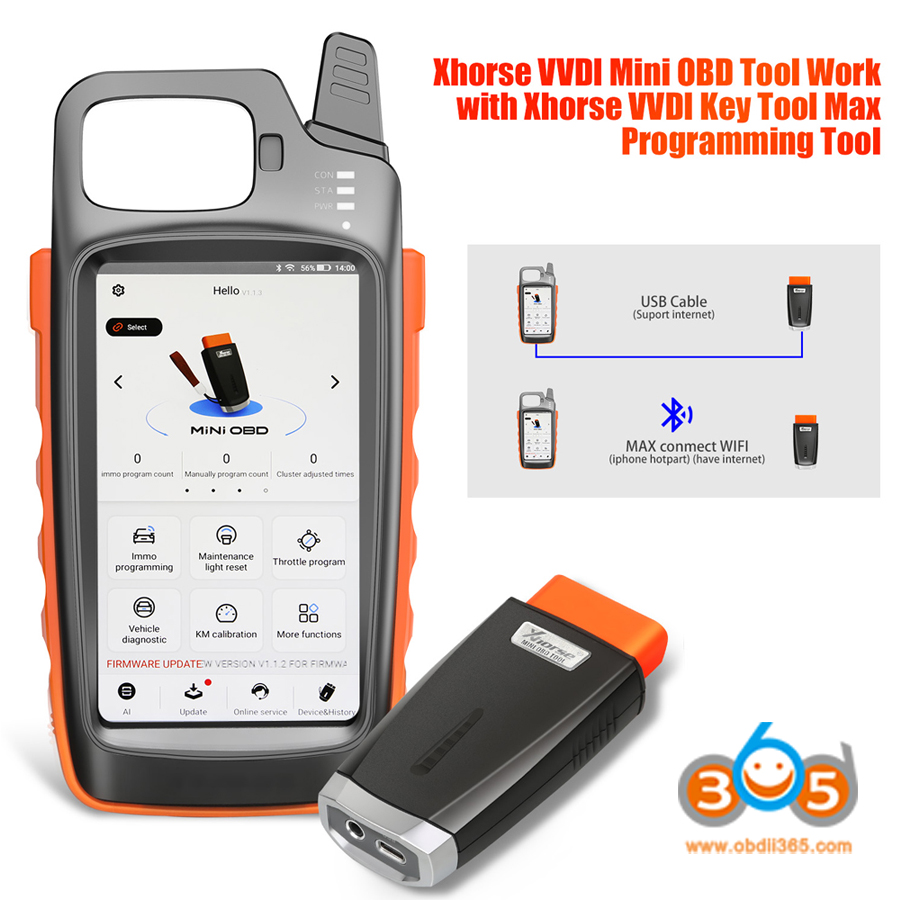 VVDI Mini OBD Tool works with VVDI KEY TOOL MAX