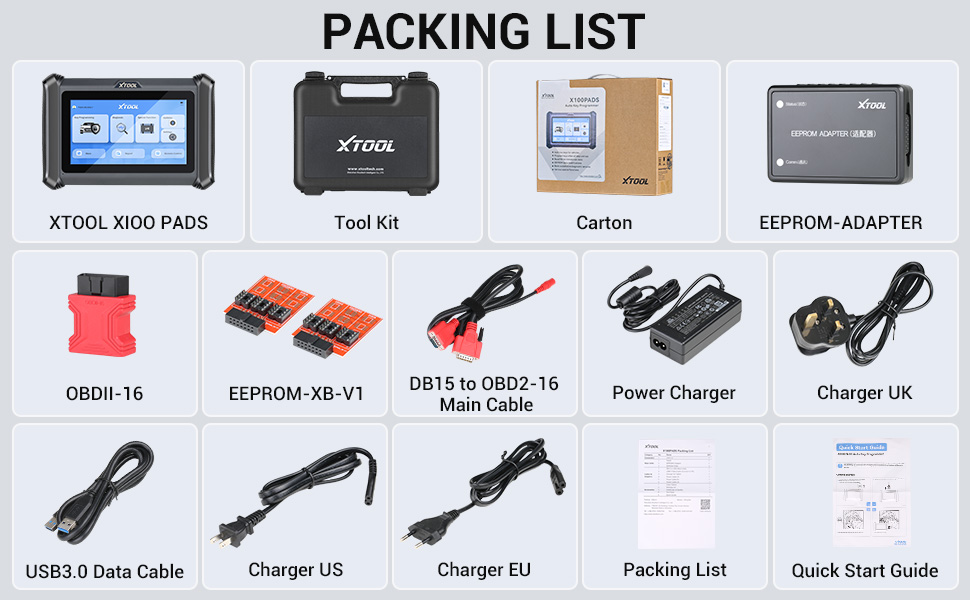 xtool pads packing list