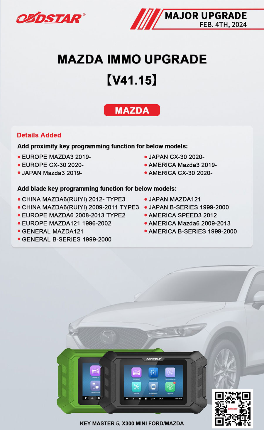 Add following Mazda immo models