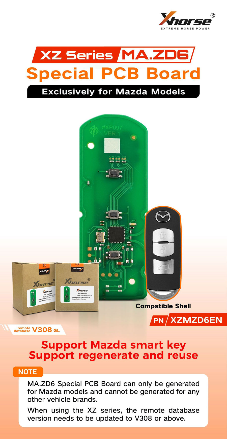 XHORSE XZMZD6EN Special Key PCB Board Exclusively for Mazda