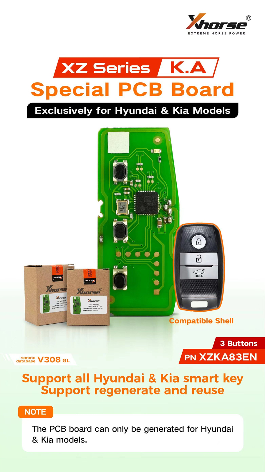 [5Pcs/Set] XHORSE XZKA83EN Special PCB Board 3 Buttons Exclusively for Hyundai & Kia Models