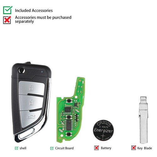 5Pcs Xhorse XEKF20EN Super Remote 4 Buttons for VVDI Mini Key Tool, VVDI2, Key Tool Plus