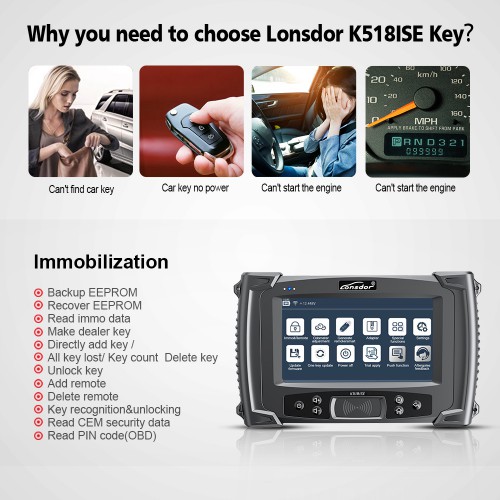 LONSDOR K518ISE Key Programmer Supports VW 4th & 5th IMMO, BMW FEM/BDC, Odometer Correction [Buy K518 Pro Instead]