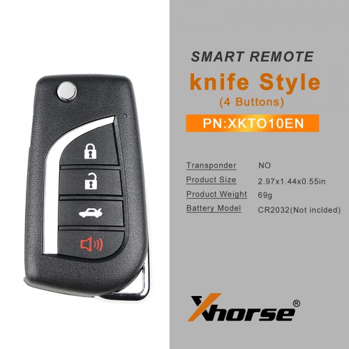 [5pcs/lot] Xhorse XKTO10EN Wire Remote Key Toyota Flip 4 Buttons English