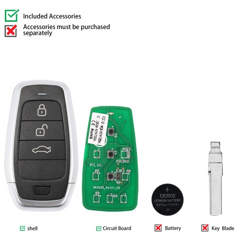 AUTEL IKEYAT003BL 3 Buttons Independent Universal Smart Key 10Pcs/set