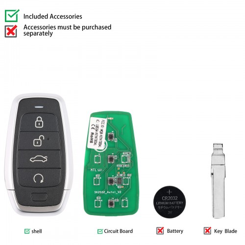 AUTEL IKEYAT004EL 4 Buttons Independent Universal Smart Key