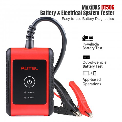 [Chinese Version] Autel MaxiBAS BT506 Battery Tester 6V 12V 100-2000 CCA Battery Analyzer Used with MK808 MP808 MS906 MK906 MS908 MS909 Ultra