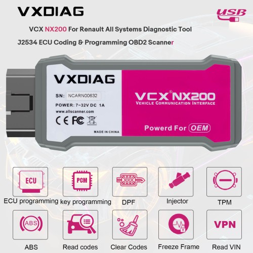 2024 VXDIAG VCX NANO for Renault with CLIP V219 Software Multi Languages