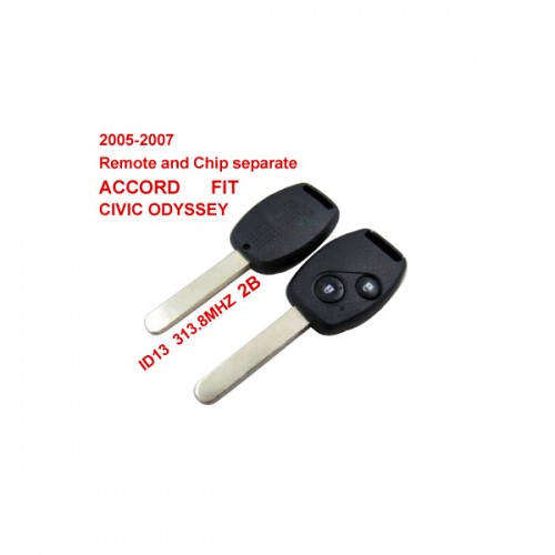 Remote Key 2 Button and Chip Separate ID:13 (313.8MHZ) For 2005-2007 Honda Fit ACCORD FIT CIVIC ODYSSEY