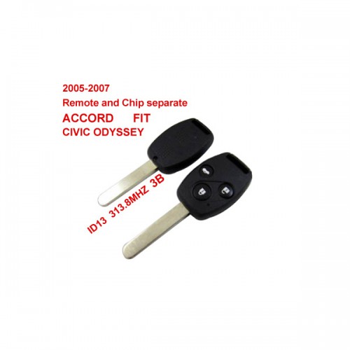 Remote Key 3 Button and Chip Separate ID:13 (313.8MHZ) For 2005-2007 Honda Fit ACCORD FIT CIVIC ODYSSEY