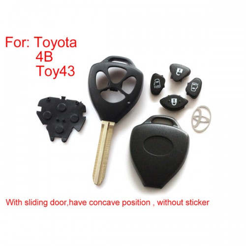 Remote Key Shell 4 Button (With Sliding Door Have Concave Position Without Sticker) for Toyota 5pcs/lot