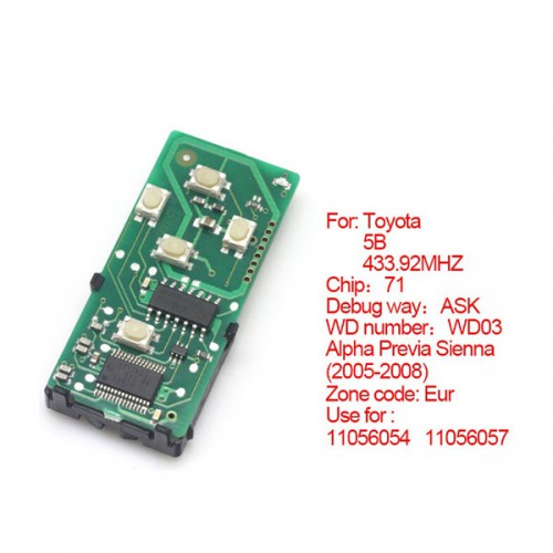 Smart card board 5 buttons 433.92MHZ number :271451-0780-Eur for Toyota