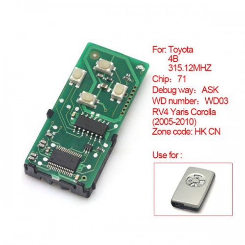 Smart card board 4 buttons 315.12MHZ number :271451-0111-HK-CN for Toyota