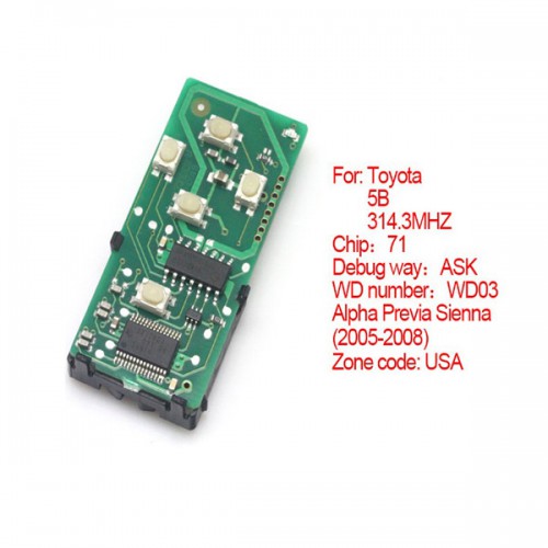 Smart Card Board 5 Buttons 314.3 MHZ Number 271451-0780-USA for Toyota
