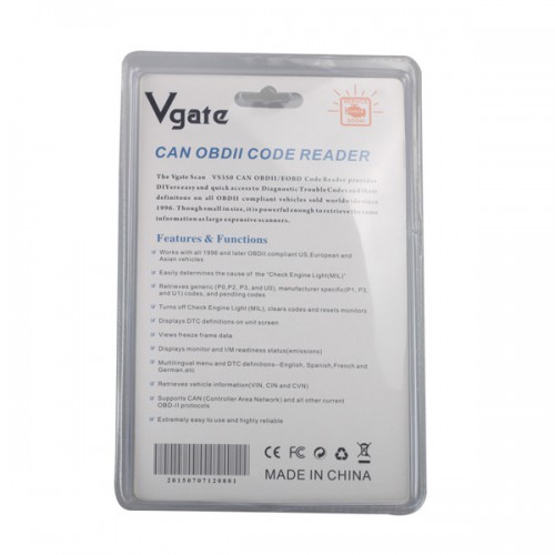 Vgate VS350 CAN BUS/OBDII Code Reader