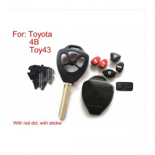 5pcs/lot Remote Key Shell 4 Button (with red dot) for Toyota