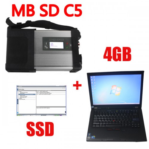 V2022.09 MB SD Connect C5 Star Diagnosis with 512GB SSD Software Plus Lenovo T410 4GB Second Hand Laptop With DTS Monaco & Vediamo