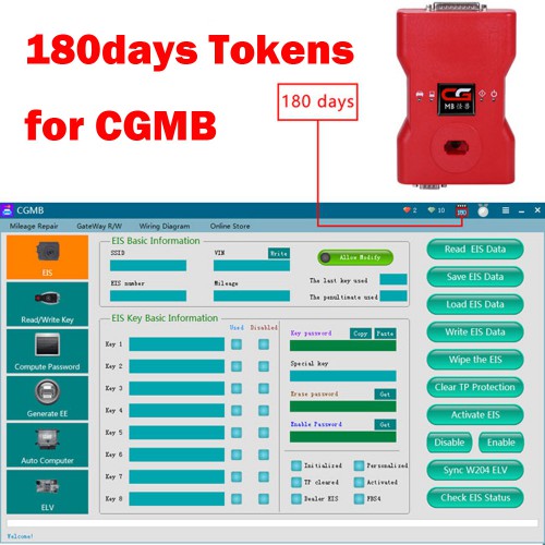 [Online activation] Tokens for CGDI Prog MB Benz Car Key Programmer 180 Days Period Up to 4 Tokens Each Day