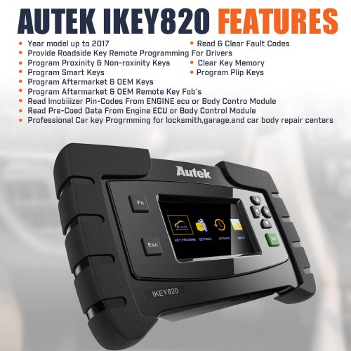 Original Autek IKey820 Universal Car OBD Key Programmer with Free Tokens