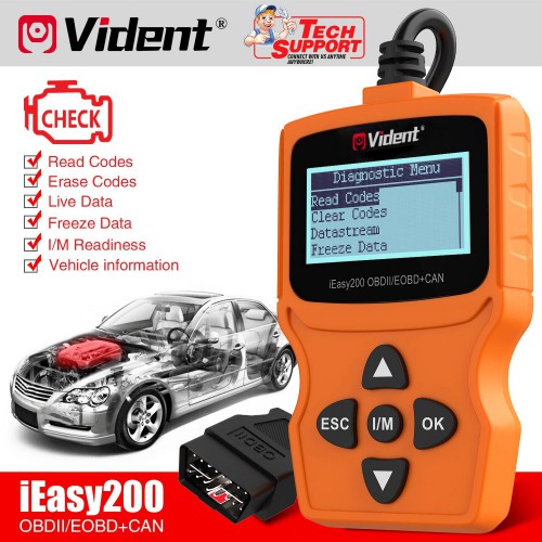 (UK,US Ship No Tax) VIDENT iEasy200 OBDII,EOBD,CAN Code Reader Free Shipping