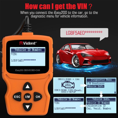 (UK,US Ship No Tax) VIDENT iEasy200 OBDII,EOBD,CAN Code Reader Free Shipping
