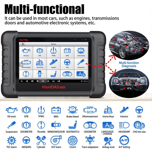 AUTEL MaxiDAS DS808 Kit Android Tablet Diagnostic Tool Full Set with Injector Coding/Key Coding