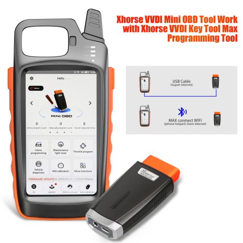 (EU/UK Ship No Tax) Xhorse VVDI MINI OBD Tool Works with Mobile Phone or Key Tool Max