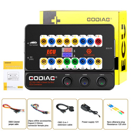 [US EU UK Ship No Tax] Godiag GT100+ GT100 Pro OBDII Breakout Box ECU Bench Connector Adds Electronic Current Display and CANBUS Protocol