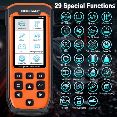 [Free Update Lifetime] GODIAG GD201 Full System Scanner with DPF ABS Airbag Oil Service 29 Special Functions