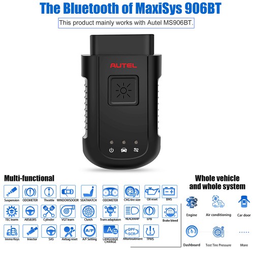 (US Ship No Tax)  Autel MaxiSYS VCI100 Bluetooth Interface for MS906BT MK908 MS908 Elite MS909 MS919 Ultra Tablets