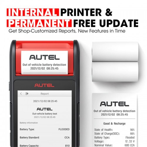 [Lifetime Free Update] Autel MaxiBAS BT608E 12V Battery Tester All System Electrical System Analyzer Built-in Thermal Printer Touchscreen