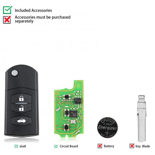 [EU Ship No Tax] XHORSE XKMA00EN Universal Remote Key Fob 3 Buttons for Mazda Type for VVDI Key Tool (English Version) 5pcs/lot