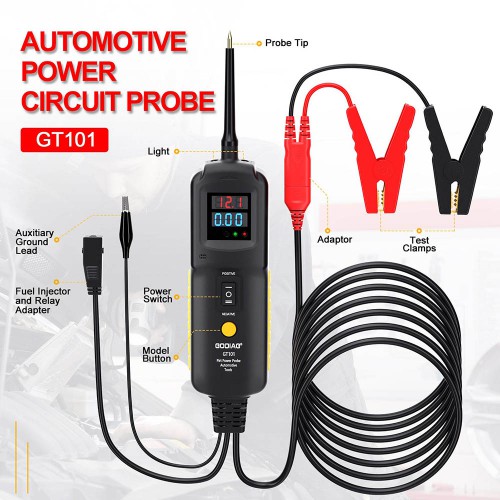 JULY MEGA SALE [EU UK US Ship No Tax] GODIAG GT101 4 in 1 DC 6-40V Circuit Tester Power Probe Relay Tester and Fuel Injector Cleaner with LED Display