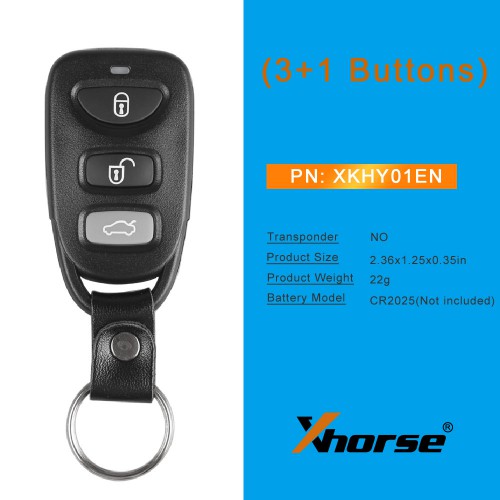 XHORSE XKHY01EN Universal Remote Key Fob 4 Button for Hyundai Used with VVDI Key Tool English Version 5pcs/set