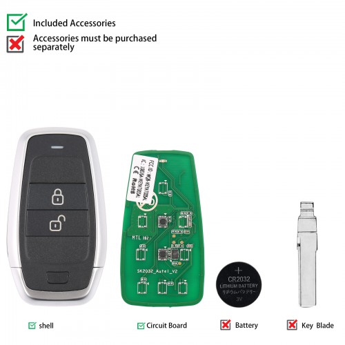 AUTEL IKEYAT002AL 2 Buttons Independent Universal Smart Key 5Pcs/set