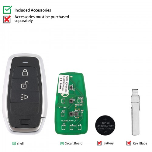 AUTEL IKEYAT003AL 3 Buttons Independent Universal Smart Key 10Pcs/Set