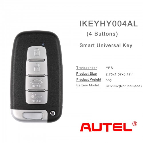 AUTEL IKEYHY004AL Hyundai 4 Buttons Universal Smart Key 10Pcs/Set