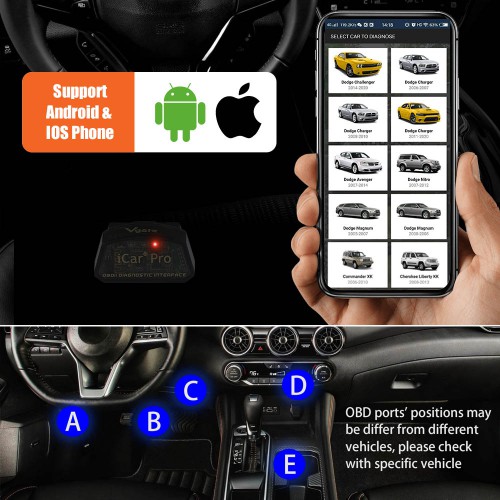 Vgate iCar Pro Bluetooth 4.0 OBDII Code Scanner Fault Code Reader for Android & iOS Firmware V2.3