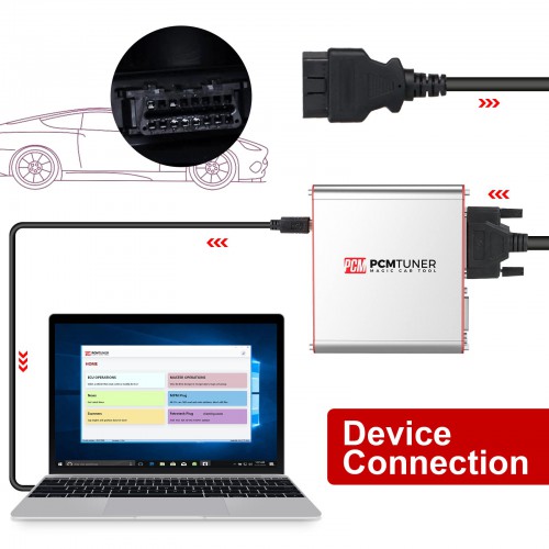 [With Free Silicone Case] PCMtuner ECU Chip Tuning Tool V1.2.7 with 67 Software Modules Free Online Update Pinout Diagram with Free Damaos for Users