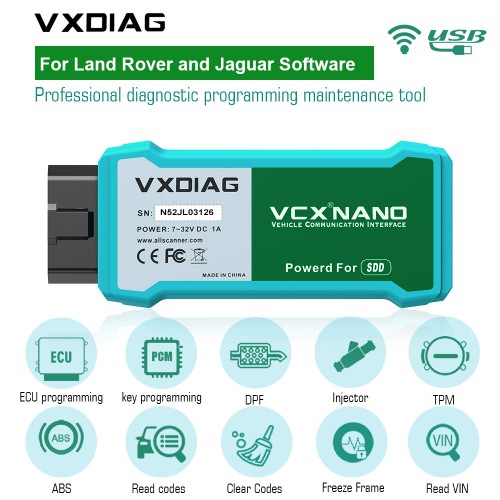 WIFI version VXDIAG VCX NANO for Land Rover and Jaguar Software V164