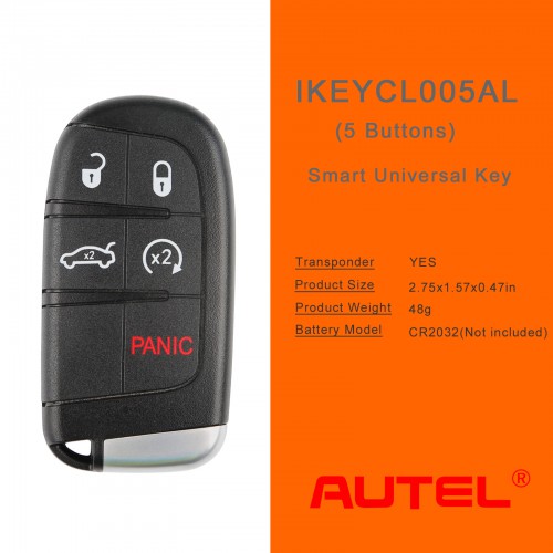 AUTEL IKEYCL005AL Chrysler 5 Buttons Universal Smart Key 10Pcs/Set